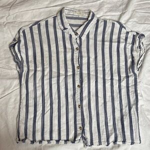 Thread & Supply Blue and White Striped Button Down Shirt